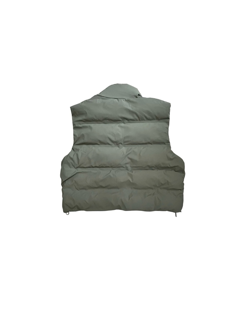 2 Bella Olive Green Cropped Puffer Vest Size Large Minimalist - Picture 3 of 3